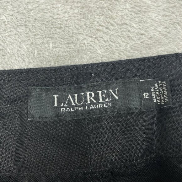 Lauren Ralph Lauren Black Linen Belted High-Waist Shorts Size 12 NWT 6199 - Picture 3 of 8